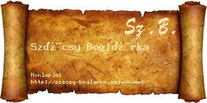Szécsy Boglárka névjegykártya
